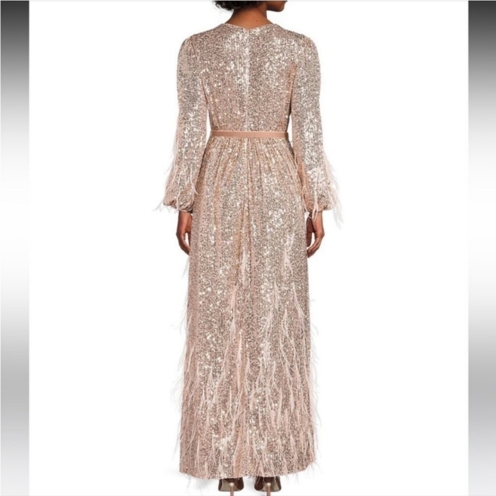 ANTONIO MELANI xNicola Bathie Nicola Sequin Belted Feathered A-Line 0 dress - Picture 6 of 16